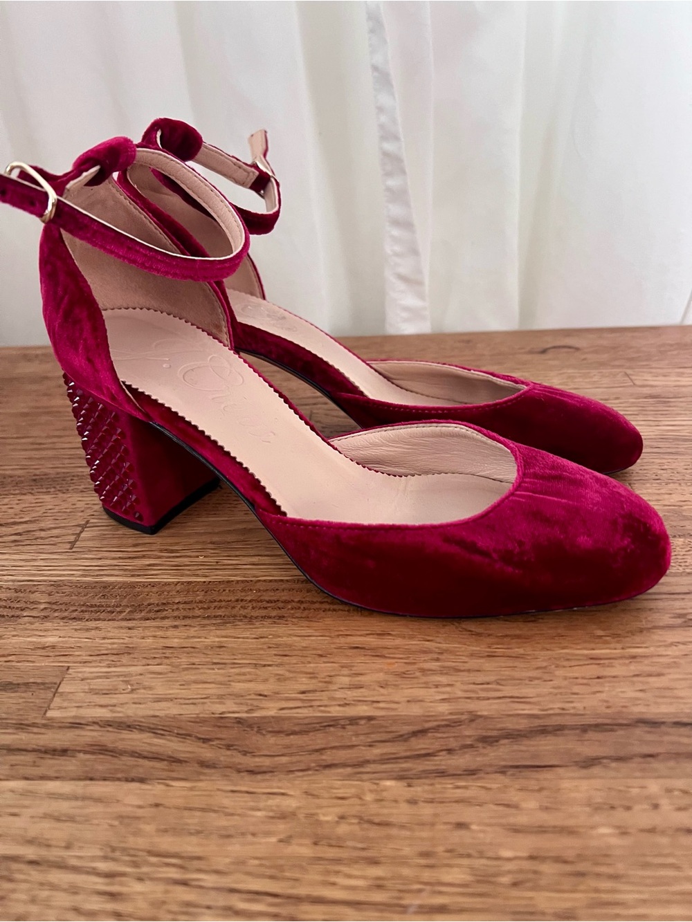 J.Crew Ruby Red Heels with Rhinestones. Size 6